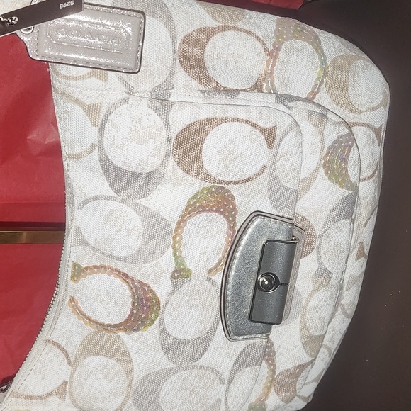 Coach Shimmery Signature Shoulder Bag Nwt - Picture 2 of 15